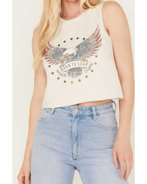 Image #3 - Youth in Revolt Women's Born to Soar Eagle Studded Tank , Cream, hi-res