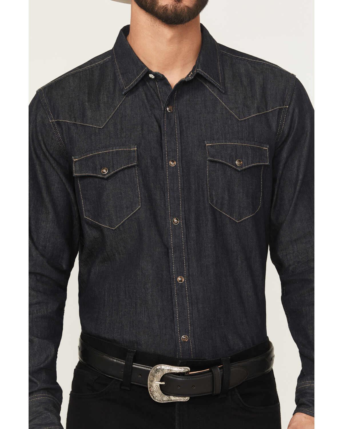 Image #3 - Cody James Black 1978® Men's Long Sleeve Snap Denim Shirt, Black, hi-res