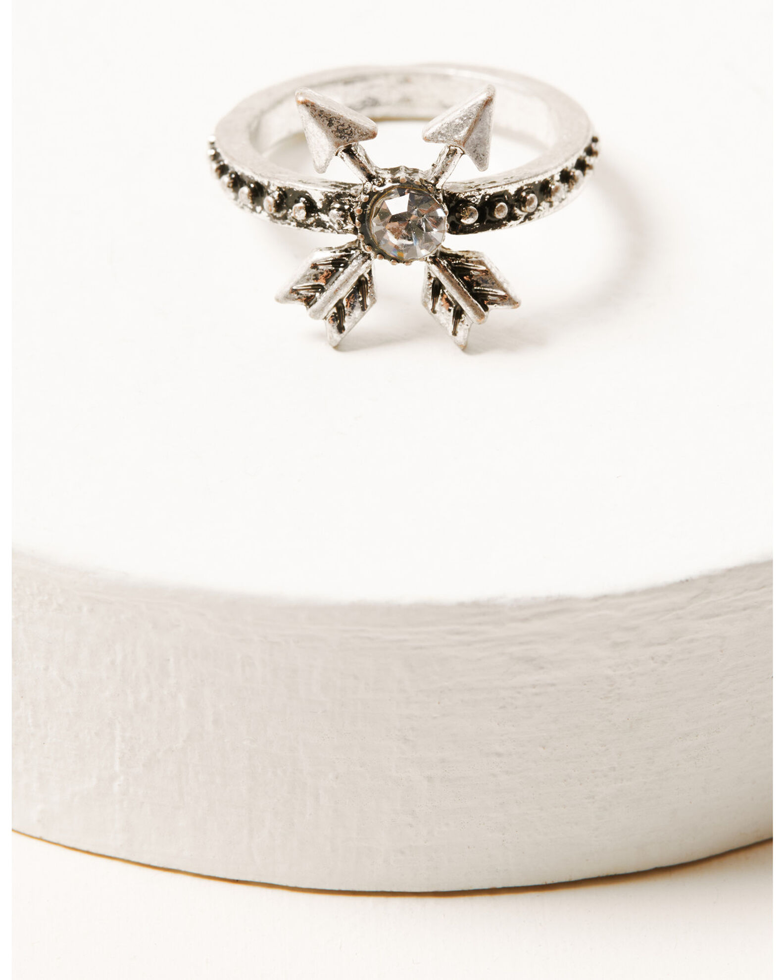 Image #3 - Shyanne Women's 3-piece Silver Double Arrow & Stone Ring Set, Silver, hi-res