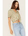 Image #2 - Sadie & Sage Women's Watchin Dreamin Tie Front Short Sleeve Shirt, Olive, hi-res