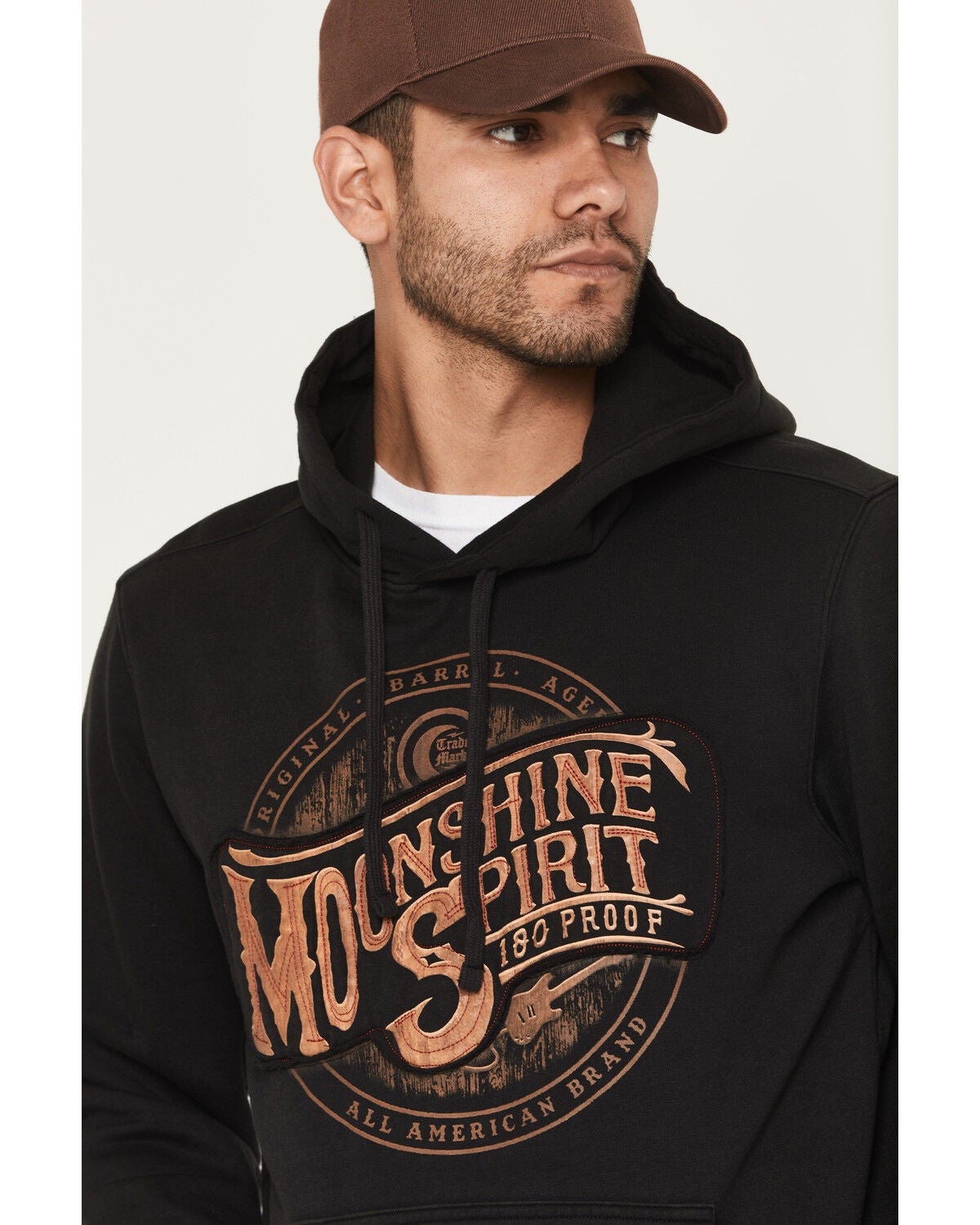 Image #2 - Moonshine Spirit&reg; Men's Whiskey Barrel Logo Hooded Sweatshirt, Charcoal, hi-res