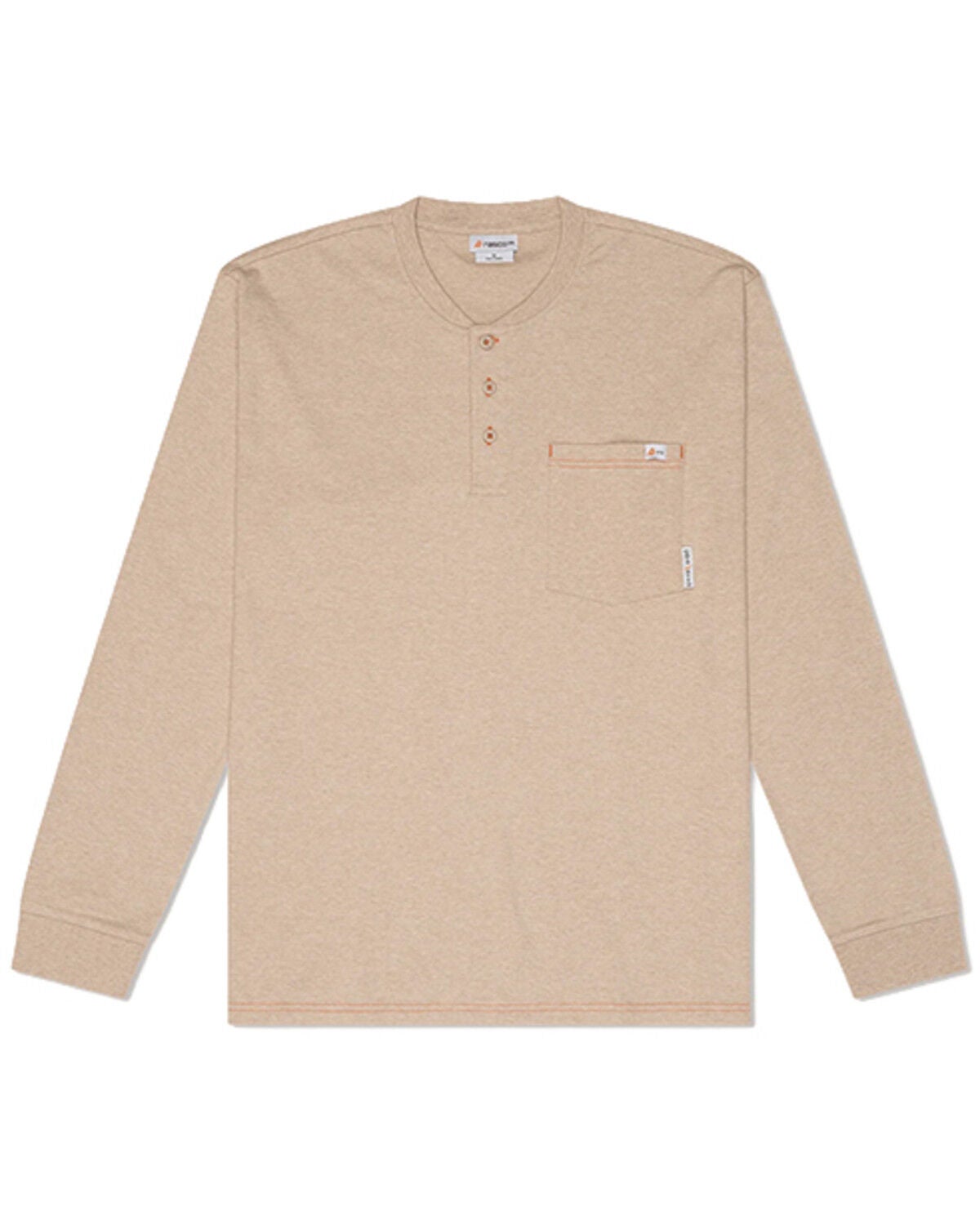 Image #1 - Rasco Men's FR Henley Long Sleeve Work T-Shirt, Beige/khaki, hi-res