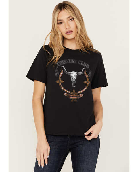 Image #1 - Idyllwind Women's Country Club Graphic Short Sleeve Trustee Tee , Black, hi-res