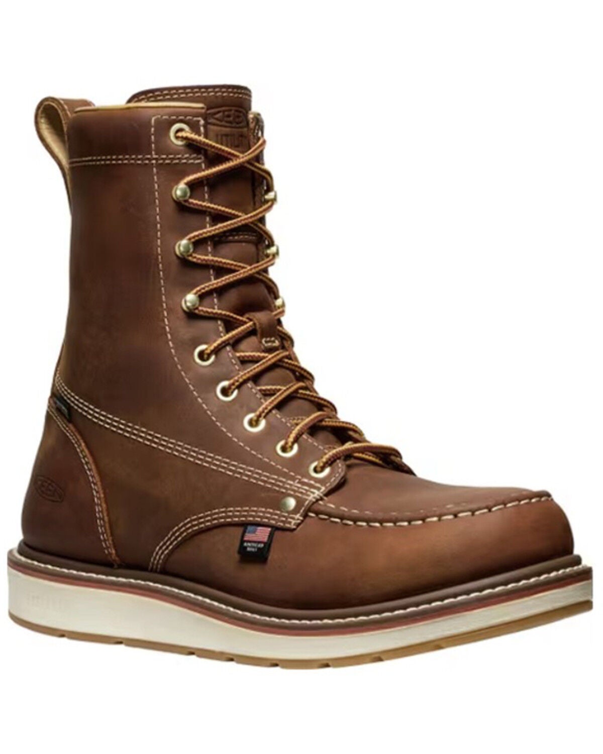 Keen Men's 8" Liberty Waterproof Moc Work Boots - Soft Toe, Brown, hi-res