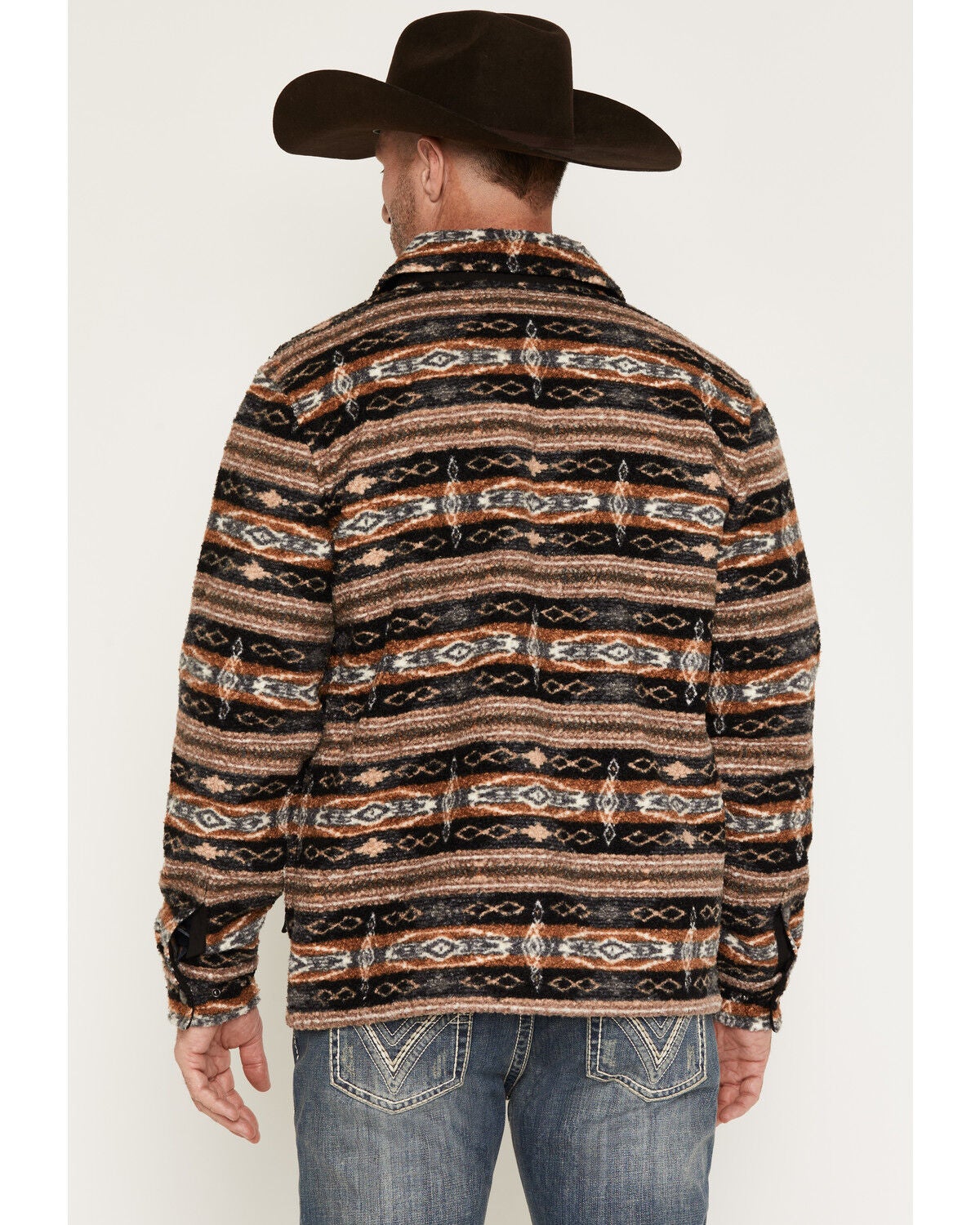Image #4 - Panhandle Men's Jicarilla Southwestern Print Berber Shirt Jacket, Camel, hi-res