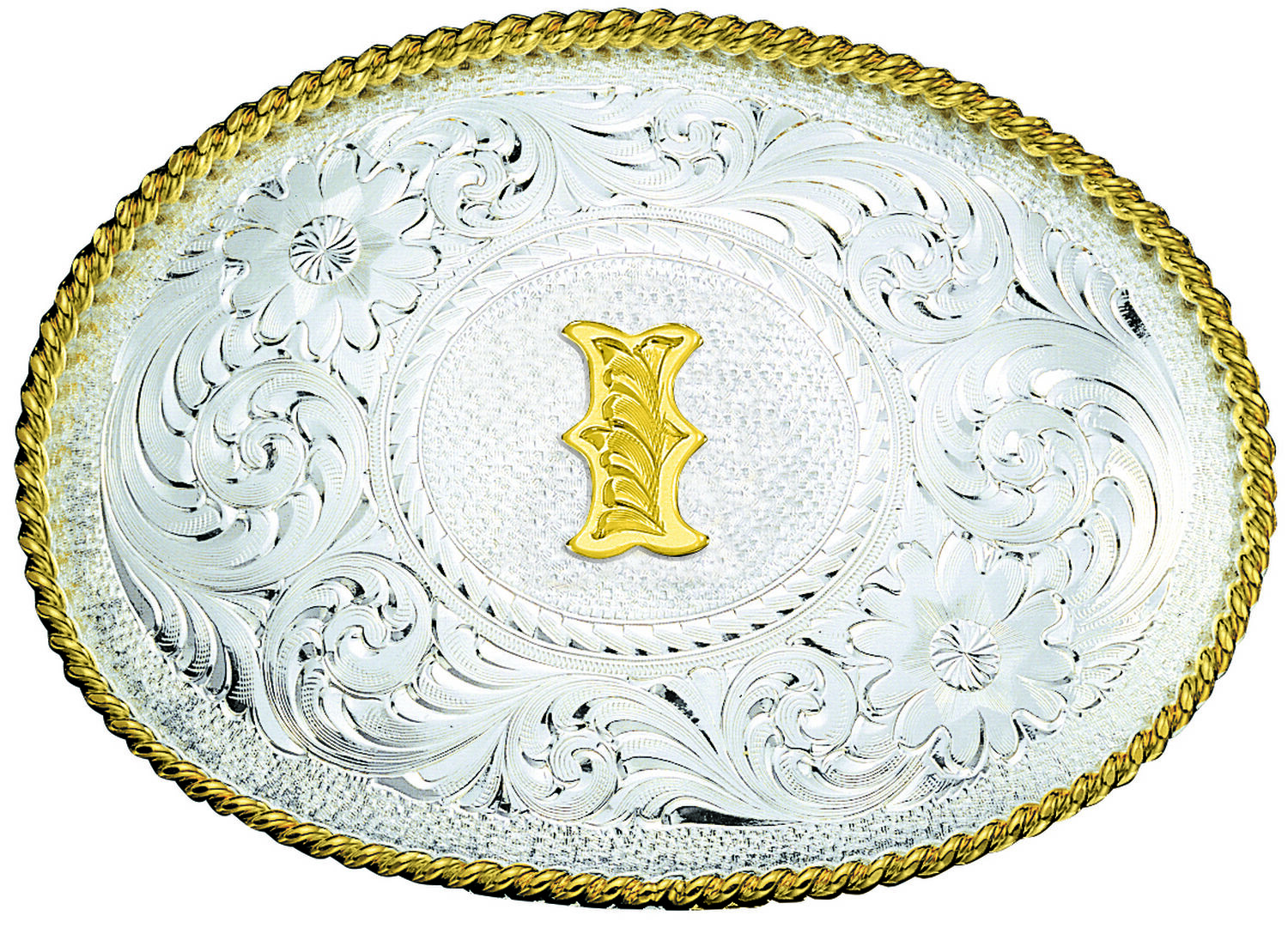 Image #1 - Montana Silversmiths Engraved Initial I Western Belt Buckle, Multi, hi-res