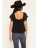 Image #4 - Ash & Violet Women's Short Sleeve Lace Inset Top, Black, hi-res