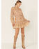 Image #4 - Miss Me Women's Ditsy Floral Long Sleeve Peasant Mini Dress, Mustard, hi-res