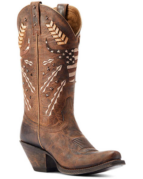 Ariat Women's Circuit Americana Western Boots - Square Toe , Brown, hi-res