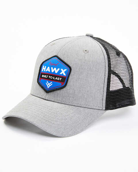 Hawx Men's Grey Hectagon Logo Patch Mesh-Back Ball Cap , Grey, hi-res