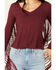 Image #3 - Idyllwind Women's Elsie Kimono Fringe Top, Maroon, hi-res