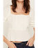 Image #3 - Lovestitch Women's Lace Front Short Sleeve Top, Ivory, hi-res