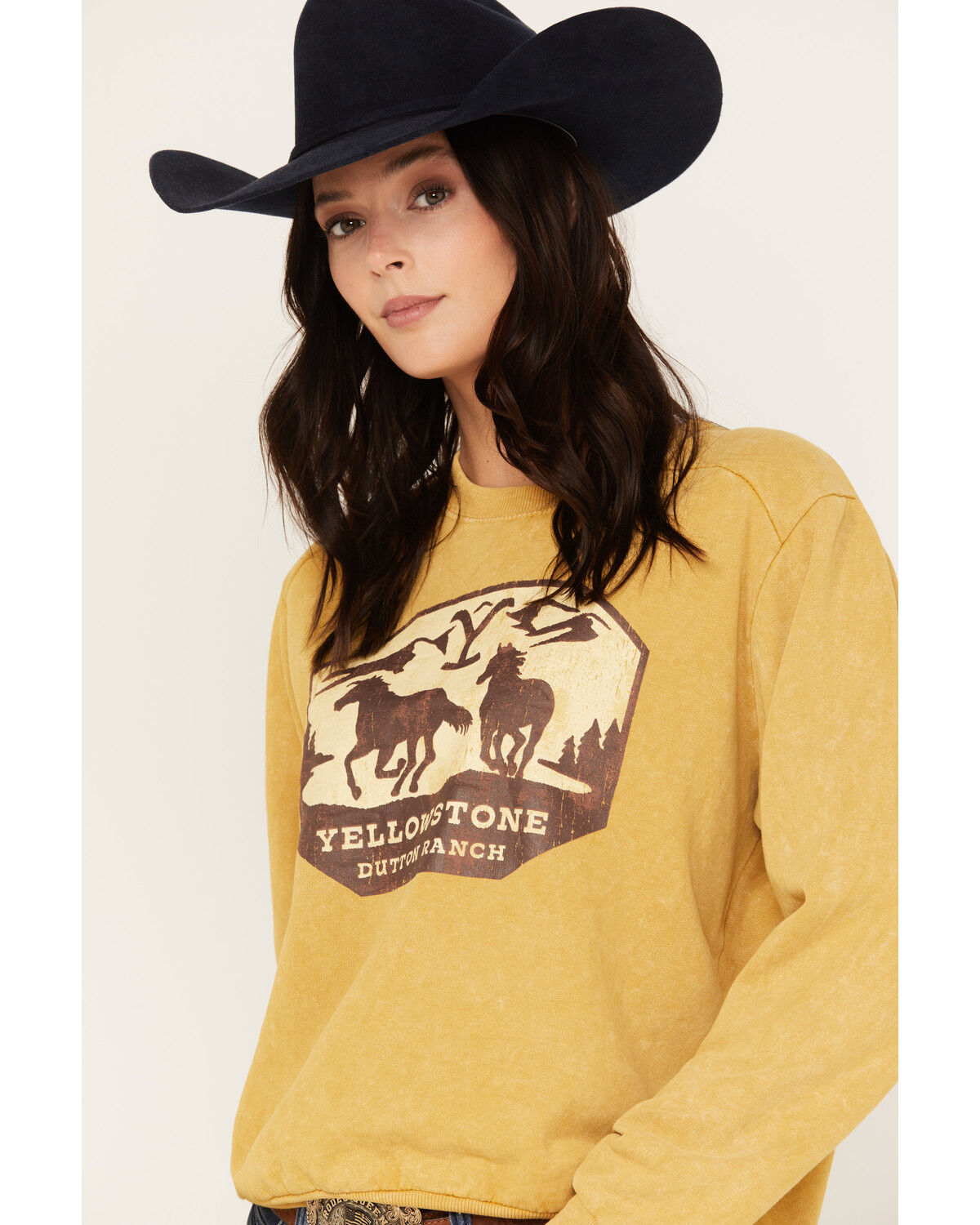 Image #2 - Paramount Network's Yellowstone Women's Dutton Ranch Long Sleeve Raglan Tee, Honey, hi-res