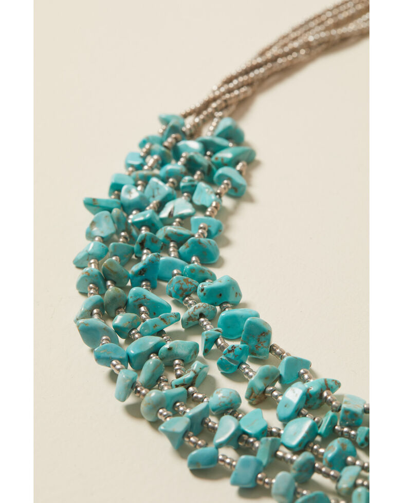 Shyanne Women's Bella Grace Multi Strand Turquoise Stone Bib Necklace, Silver, hi-res