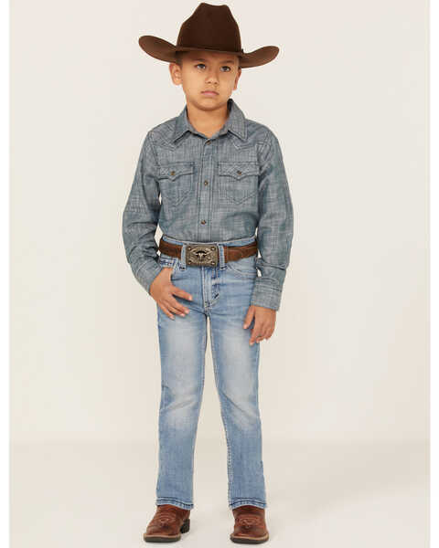 Image #3 - Cody James Little Boys' Flint Light Wash Stretch Slim Straight Jeans - Sizes 4-8, Blue, hi-res