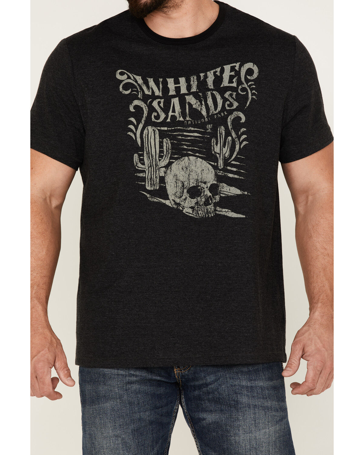 Image #3 - Brothers and Sons Men's Heathered White Sands Skull Graphic Short Sleeve T-Shirt, Black, hi-res