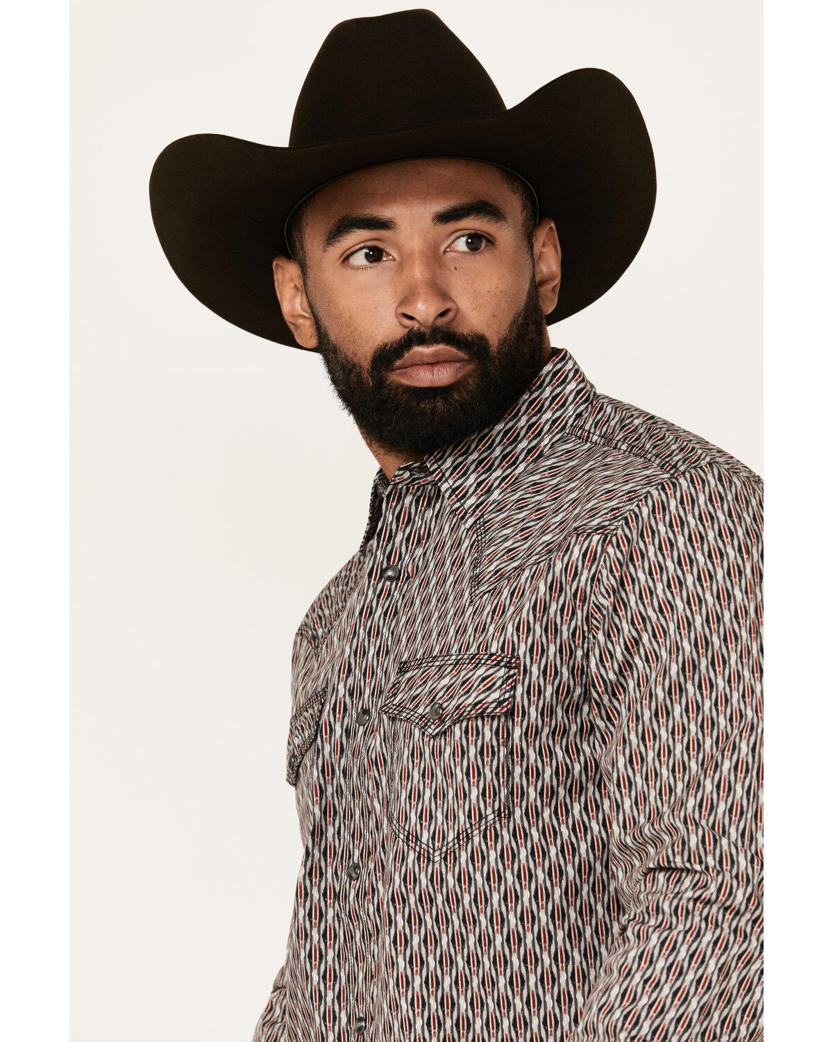 Image #2 - Moonshine Spirit&reg; Men's Sunset Geo Print Long Sleeve Snap Western Shirt, Grey, hi-res