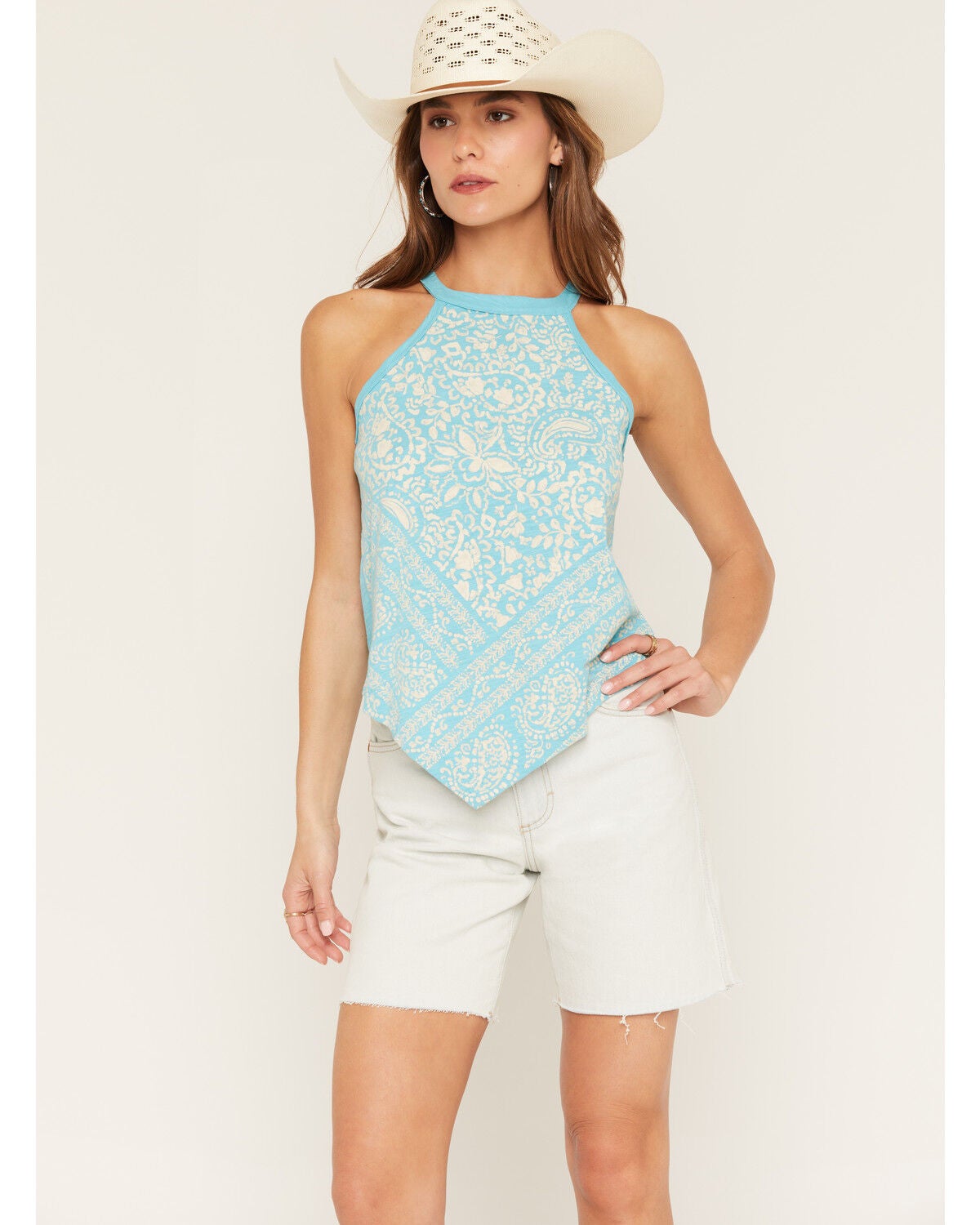 Image #1 - Shyanne Women's Ravello Bandana Print Tank, Bright Blue, hi-res