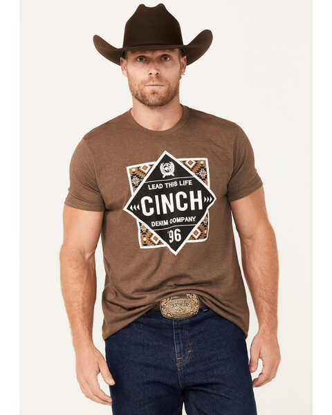 Image #1 - Cinch Men's Boot Barn Exclusive Lead This Life Short Sleeve Graphic T-Shirt, Brown, hi-res