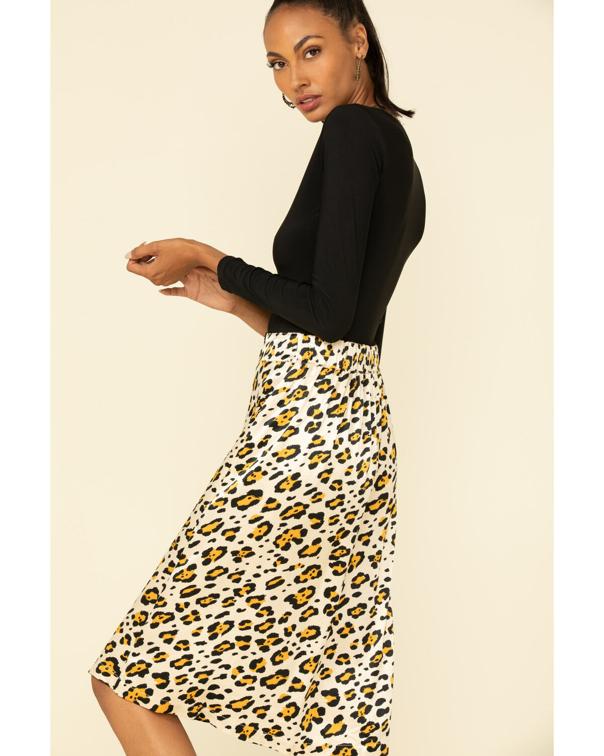 satin leopard skirt