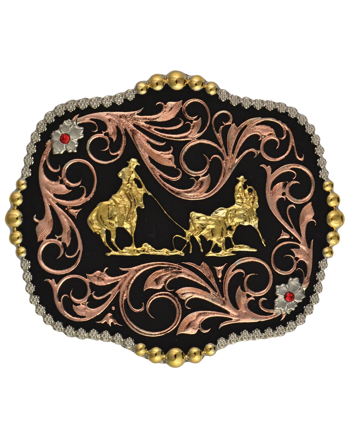 Image #1 - Montana Silversmiths Men's Tri-Color Bullrider Traditional Attitude Buckle, Multi, hi-res