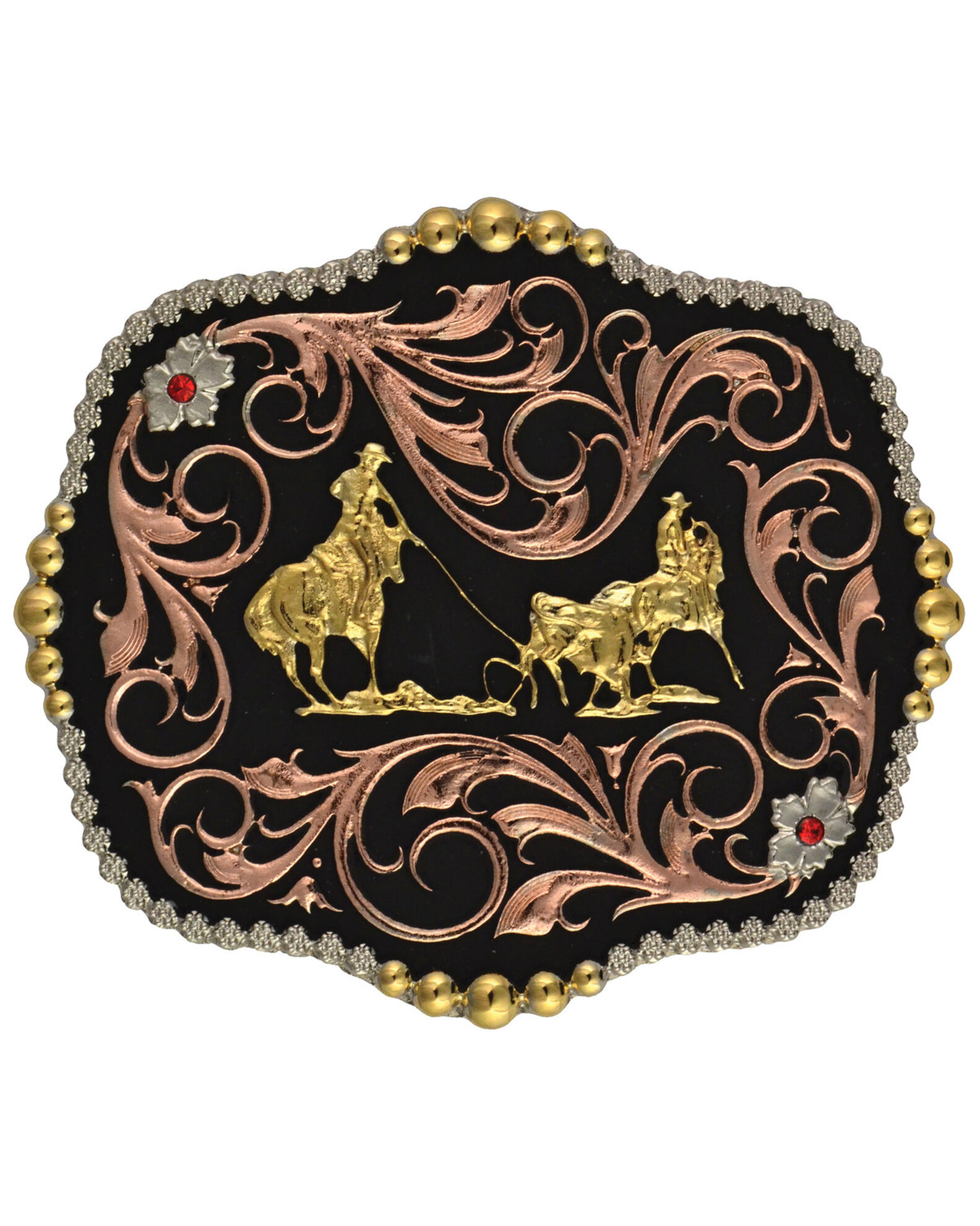 Image #1 - Montana Silversmiths Men's Tri-Color Bullrider Traditional Attitude Buckle, Multi, hi-res