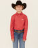 Image #1 - Cinch Boys' Geo Print Long Sleeve Western Shirt, Red, hi-res