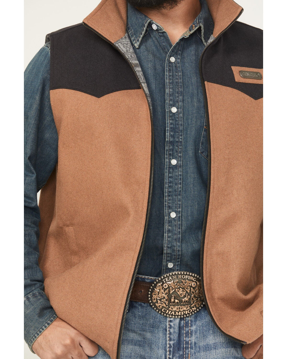 Image #3 - Cinch Men's Wooly Concealed Carry Vest, Brown, hi-res