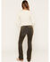 Image #3 - Shyanne Women's Celeste High Rise Flocked Bootcut Denim Jeans, Olive, hi-res