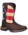 Durango Girls' Lil Rebel Big Kids' Flag Western Boots - Wide Square Toe, Dark Brown, hi-res