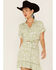 Image #2 - Shyanne Women's Floral Print Tie Front Short Sleeve Button Shirt, Seafoam, hi-res