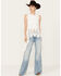 En Creme Women's Medallion Crochet High Low Tank, White, hi-res
