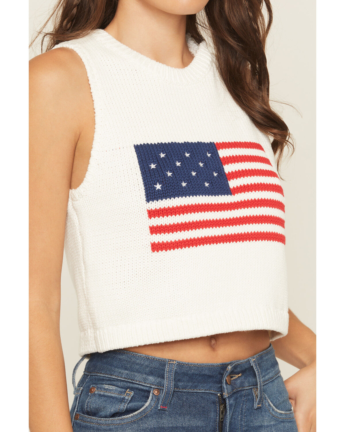 Image #3 - Show Me Your Mumu Women's Milo American Flag Knit Tank, White, hi-res
