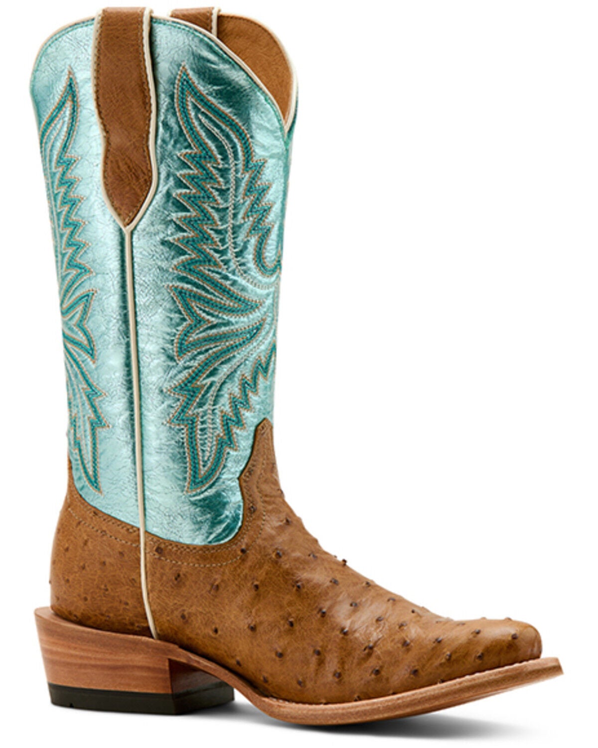 Ariat Women's Futurity Revival Exotic Ostrich Western Boots - Square Toe, Tan, hi-res