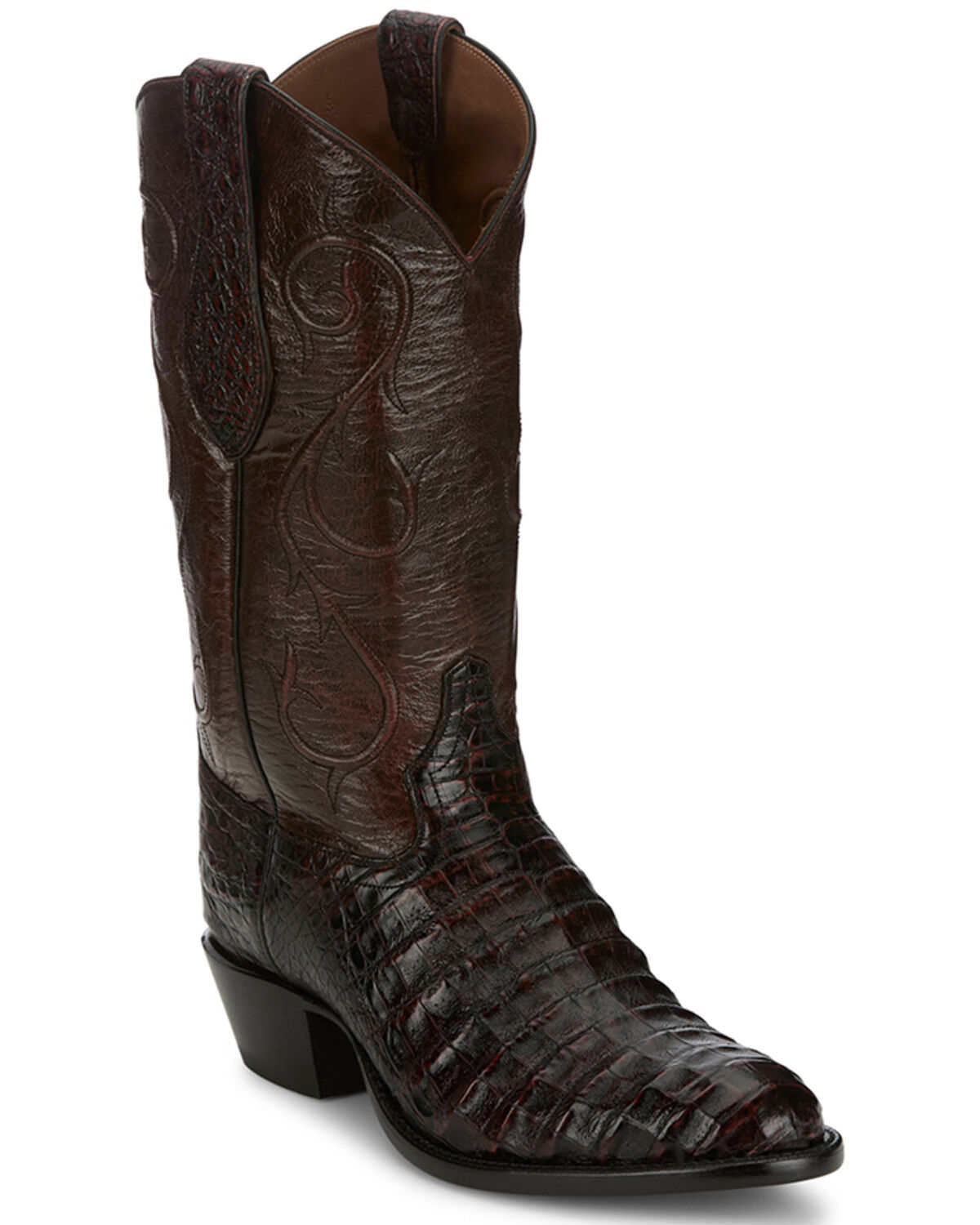 Image #1 - Tony Lama Men's Exotic Caiman Western Boots - Round Toe, Black Cherry, hi-res
