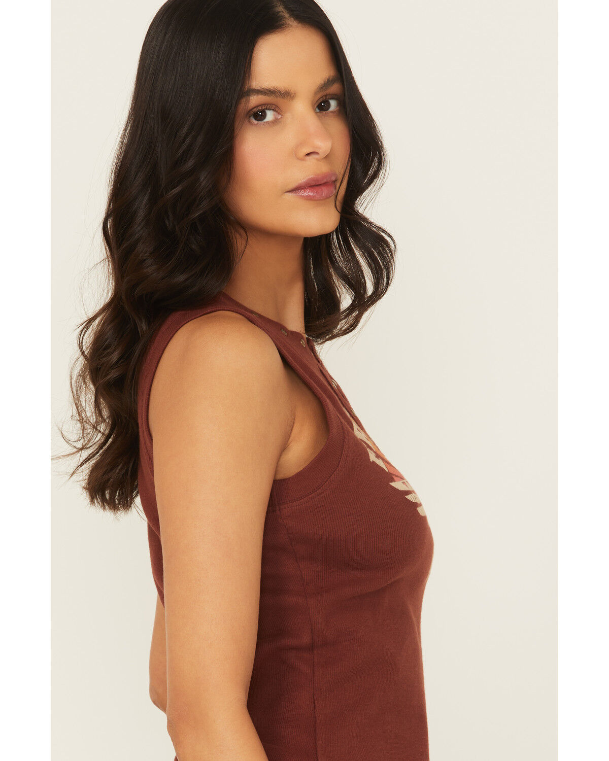 Image #2 - Shyanne Women's Free Spirit Studded Ribbed Tank, Mahogany, hi-res