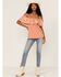 Image #2 - Panhandle Women's Embroidered Flounce Off Shoulder Top, Orange, hi-res