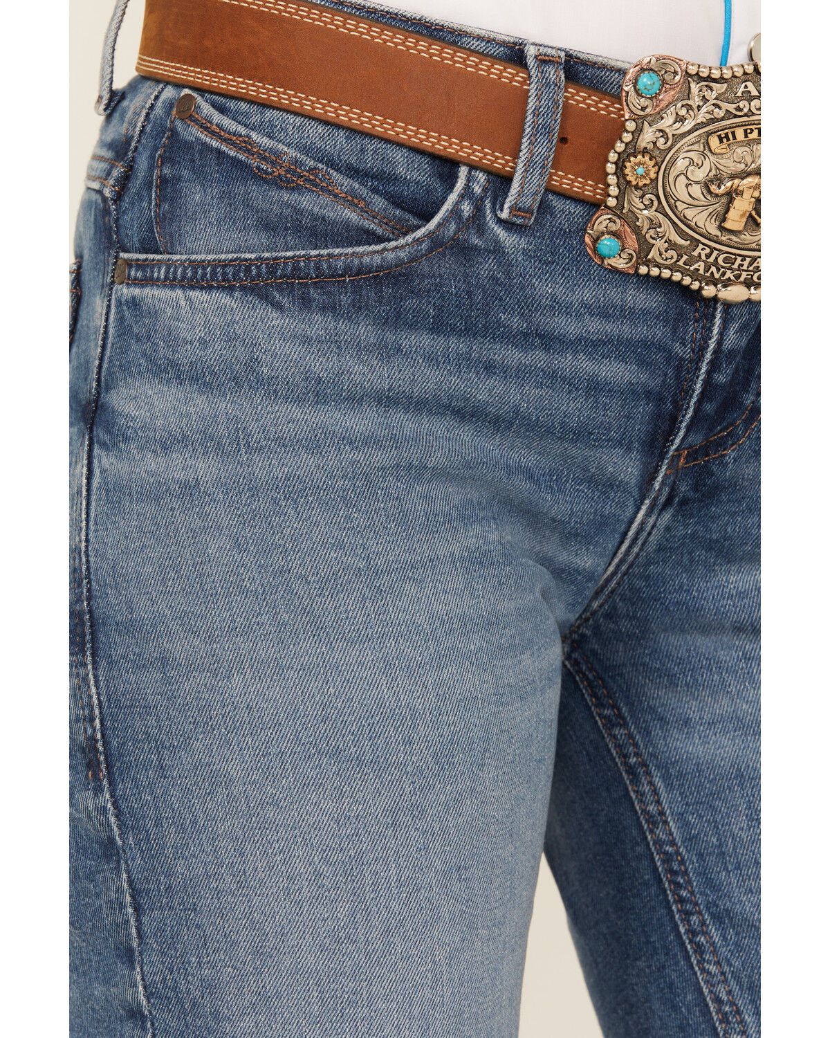 Image #2 - Wrangler Women's Jade Medium Wash Mid Rise Ultimate Riding Relaxed Bootcut Stretch Denim Jeans, Medium Wash, hi-res