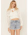 Image #1 - Miss Me Women's Lace Long Sleeve Button-Down Shirt, White, hi-res