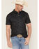 Image #1 - Burlebo Men's Camo Print Short Sleeve Button-Down Stretch Polo Shirt, Black, hi-res