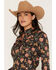 Image #2 - Rock & Roll Denim Women's Spur Floral Print Long Sleeve Snap Tek Western Shirt, Black, hi-res
