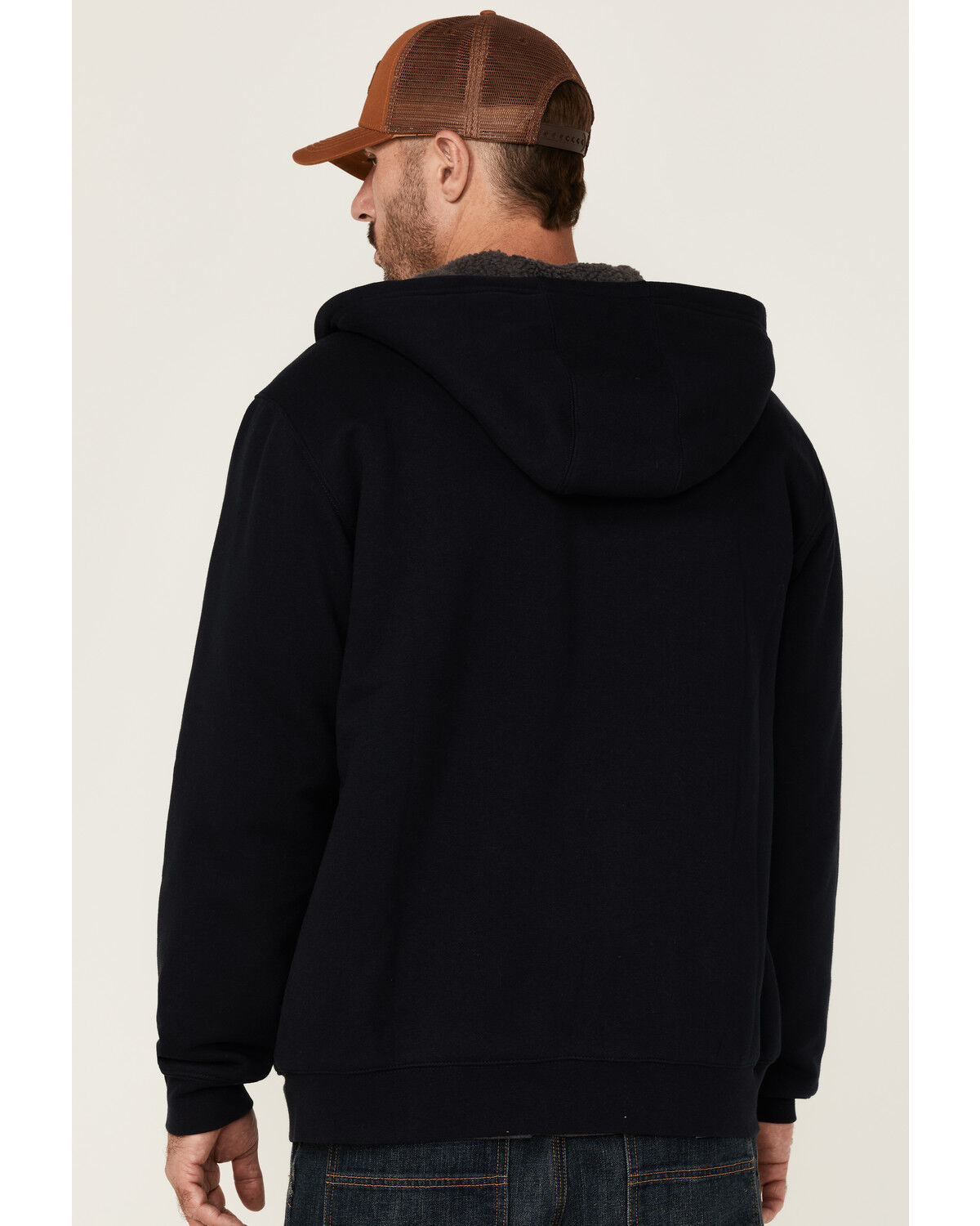 Image #4 - Hawx Men's Navy Sherpa Lined Zip-Front Hooded Work Jacket, , hi-res