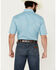 Image #4 - Panhandle Men's Southwestern Print Short Sleeve Pearl Snap Stretch Western Shirt , Aqua, hi-res
