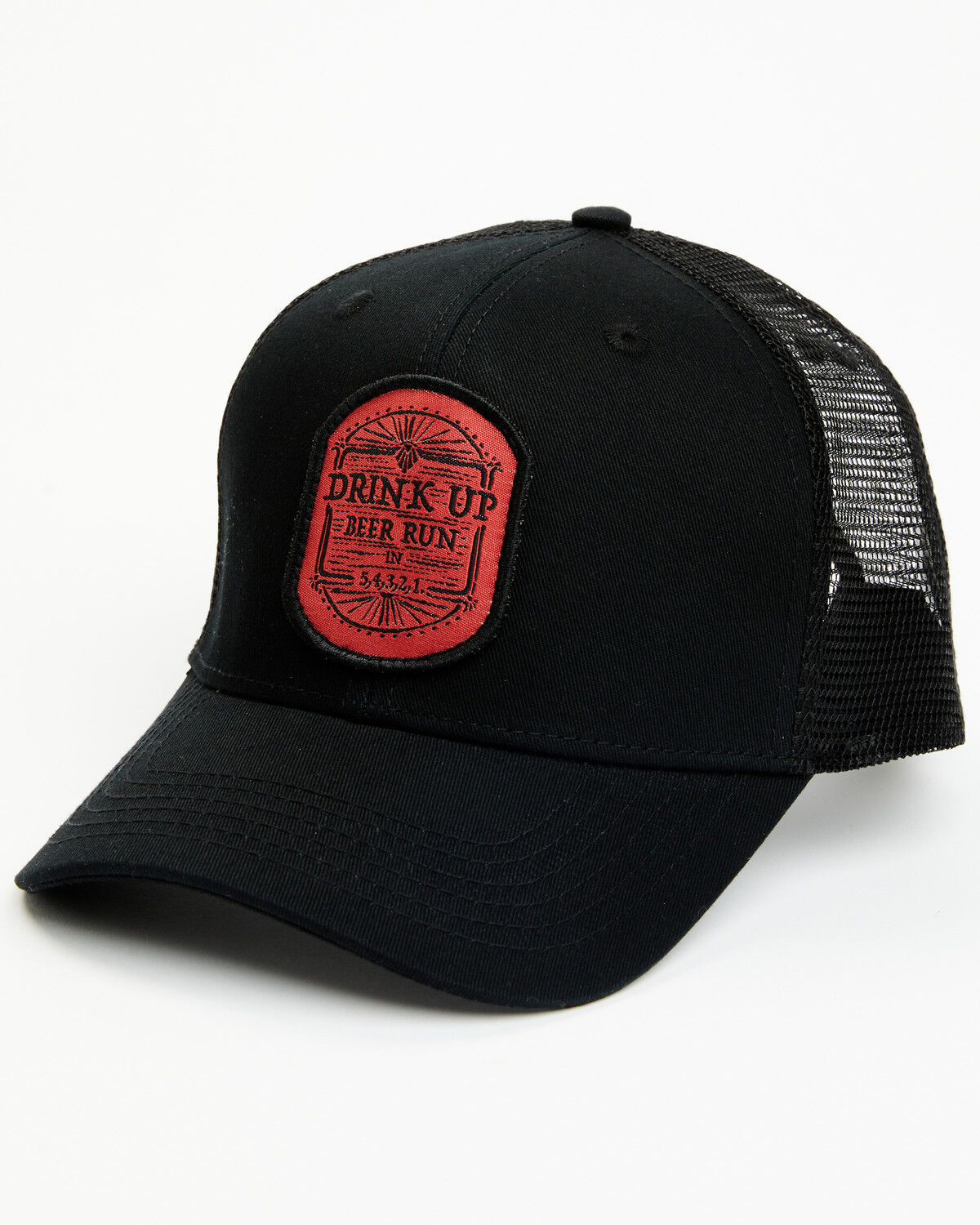 Image #1 - Brothers and Sons Men's Drink Up Beer Run Patch Ball Cap, Black, hi-res