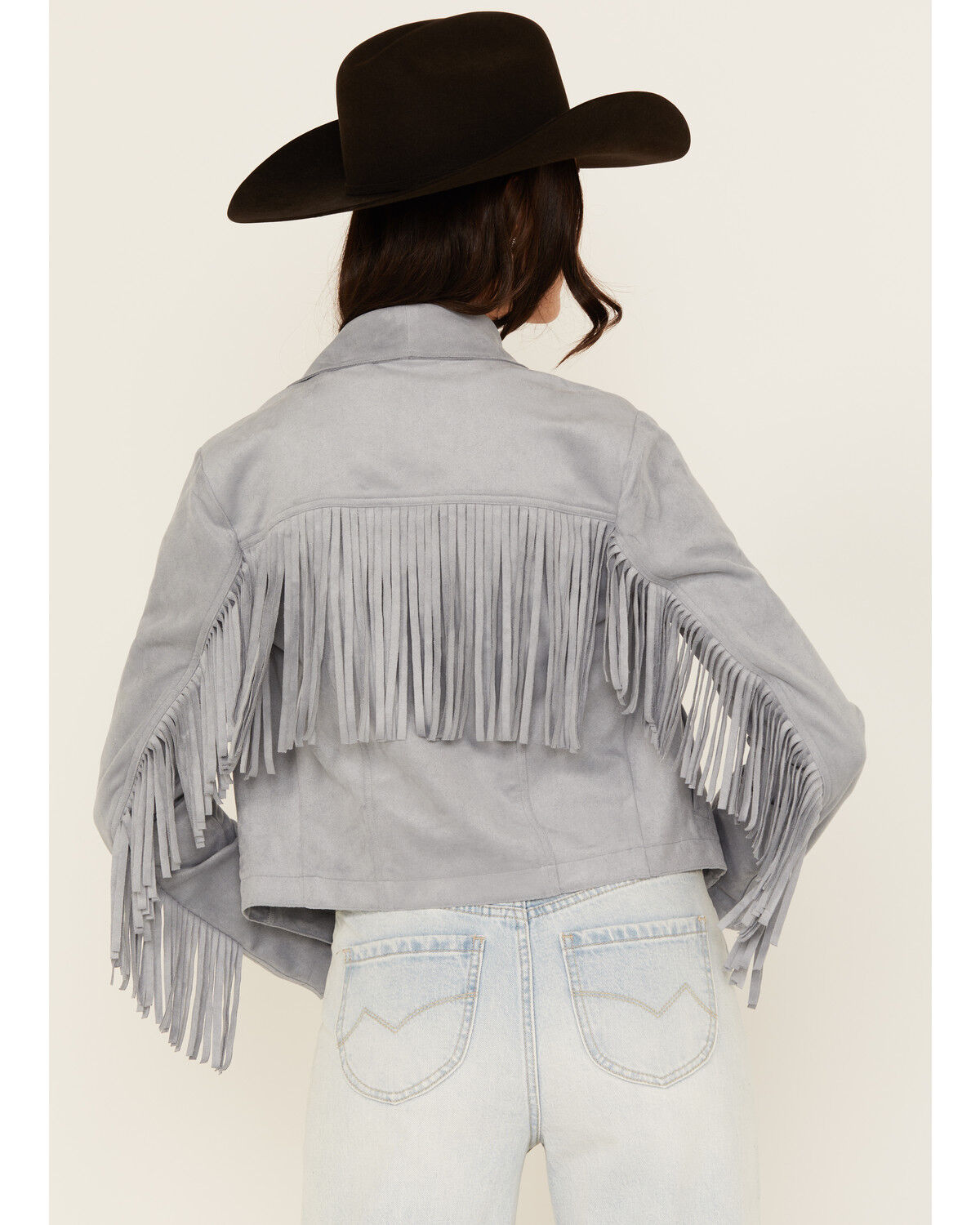 Image #4 - Shyanne Women's Faux Suede Fringe Jacket, Slate, hi-res