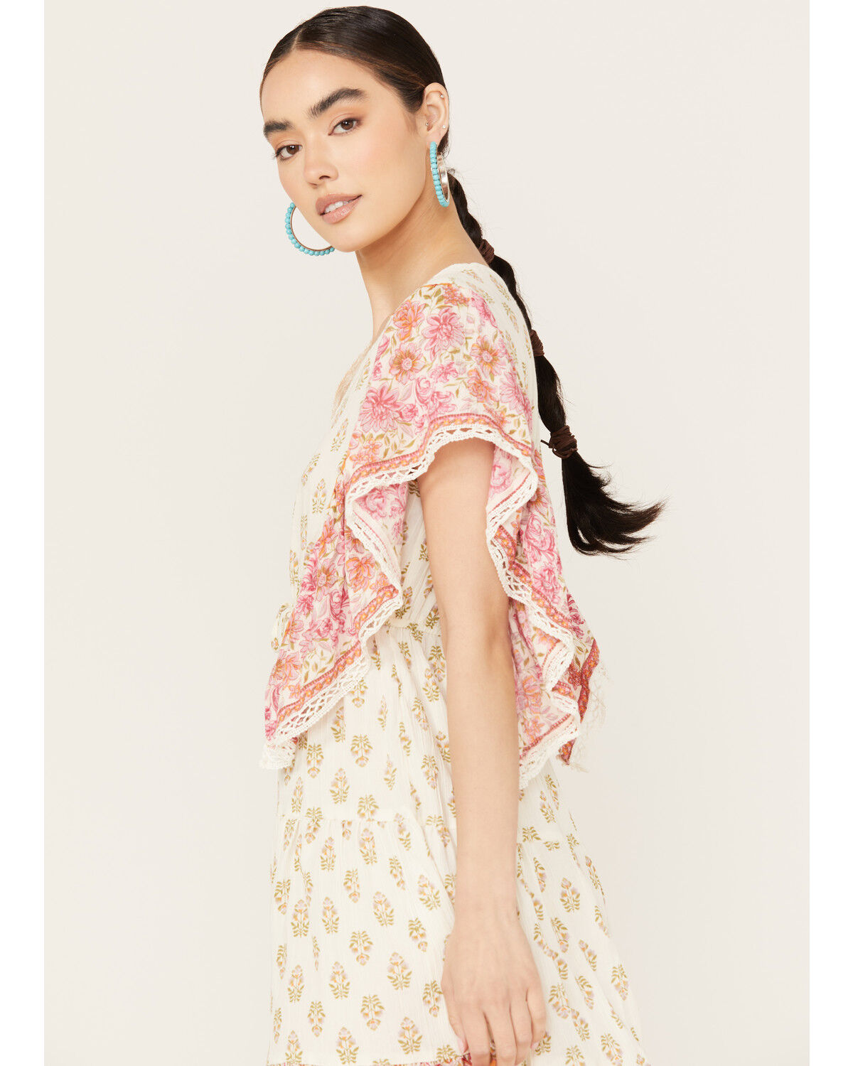Image #2 - Angie Women's Border Print Mini Dress, Ivory, hi-res