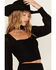 Image #2 - Idyllwind Women's Dallas Smocked Lace Crop Top, Black, hi-res