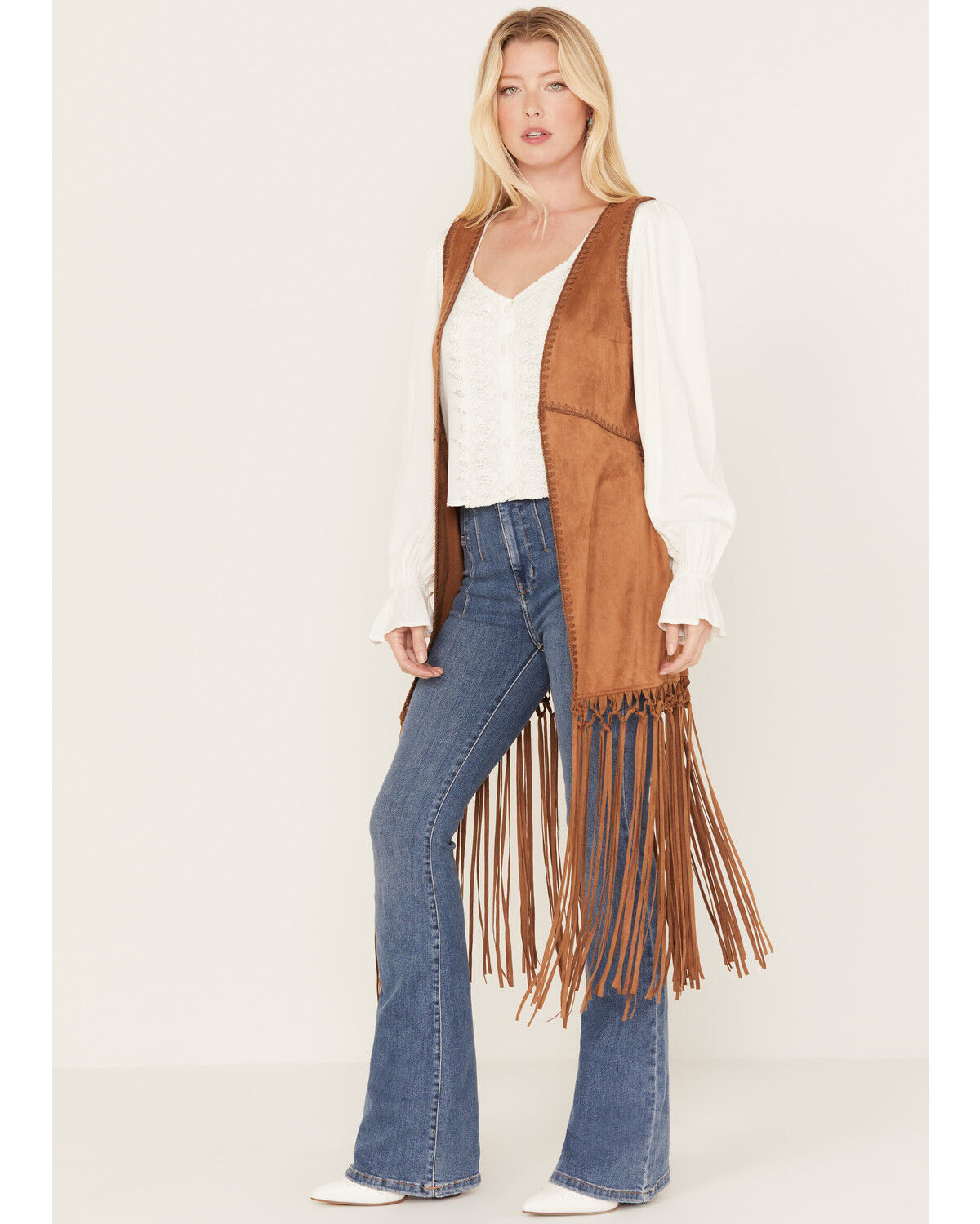 Image #2 - Shyanne Women's Faux Suede Fringe Vest, Brown, hi-res