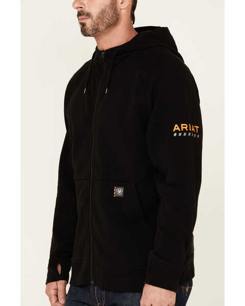 Image #3 - Ariat Men's Black Rebar Thermic Insulated Zip-Front Hooded Work Jacket, Black, hi-res