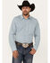 Image #1 - Gibson Trading Co Men's Bullseye Geo Print Long Sleeve Button-Down Western Shirt, Light Blue, hi-res